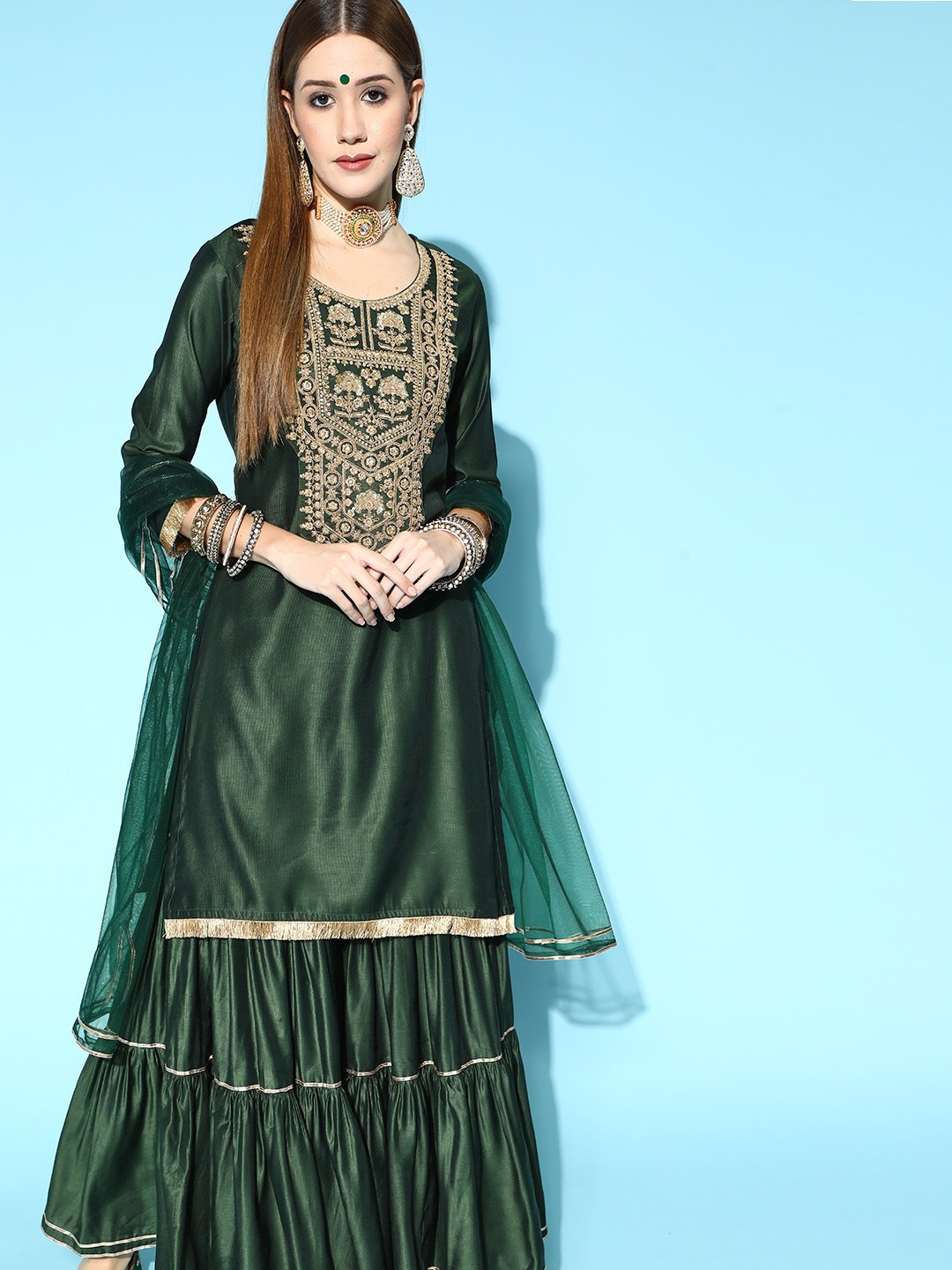 

Indo Era Ethnic Motifs Liva Kurta Set, Green