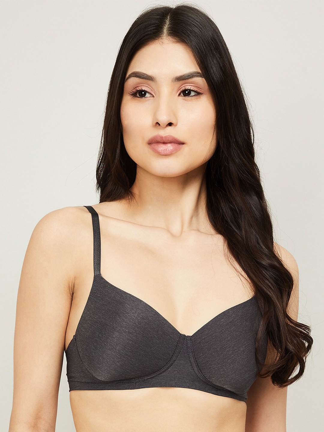 

Ginger by Lifestyle Grey Melange Plunge Bra Lightly Padded 1000009030415