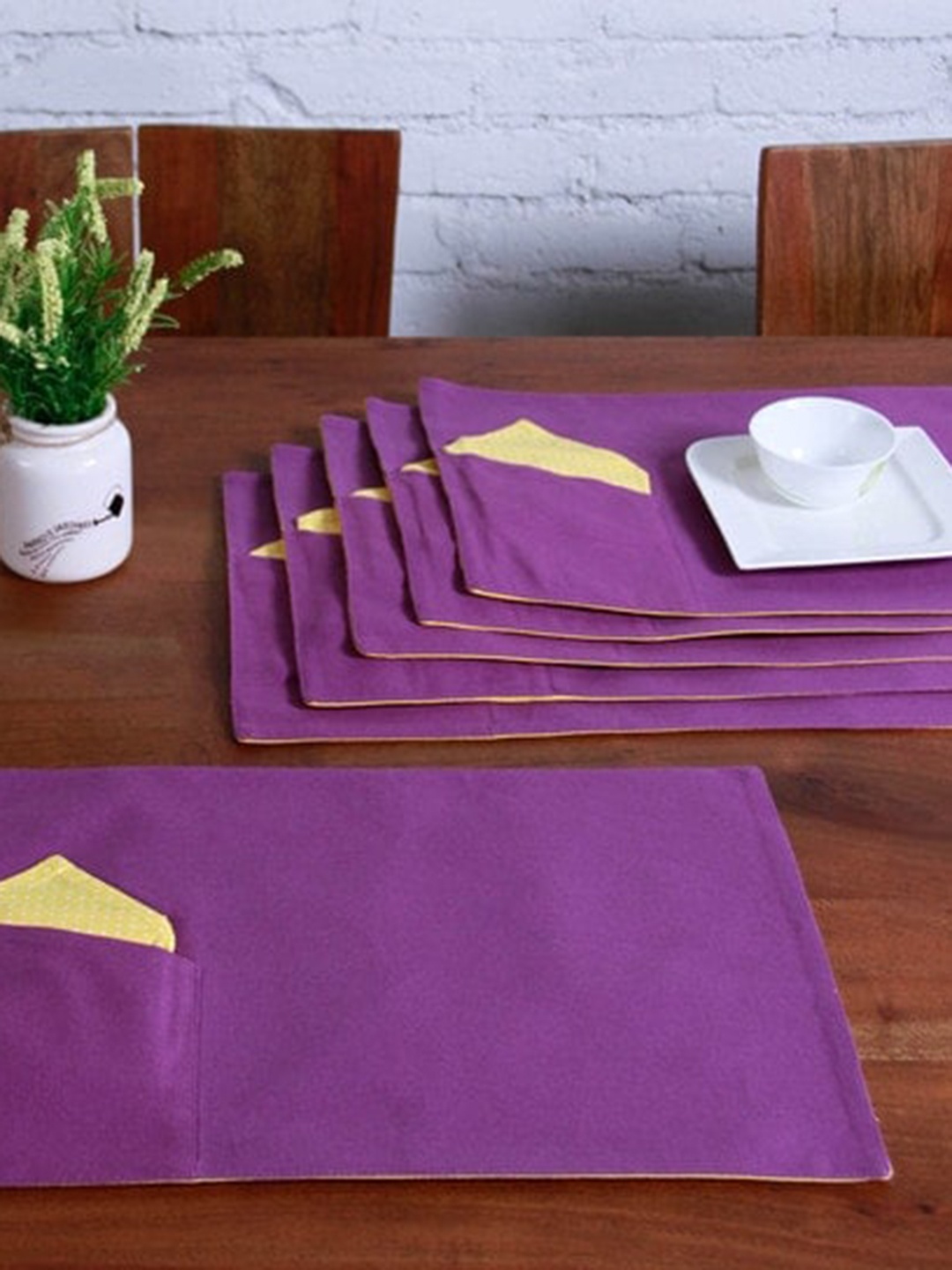 Lushomes Pack Of 6 Multicoloured Cotton Placemats & Napkins, Multi