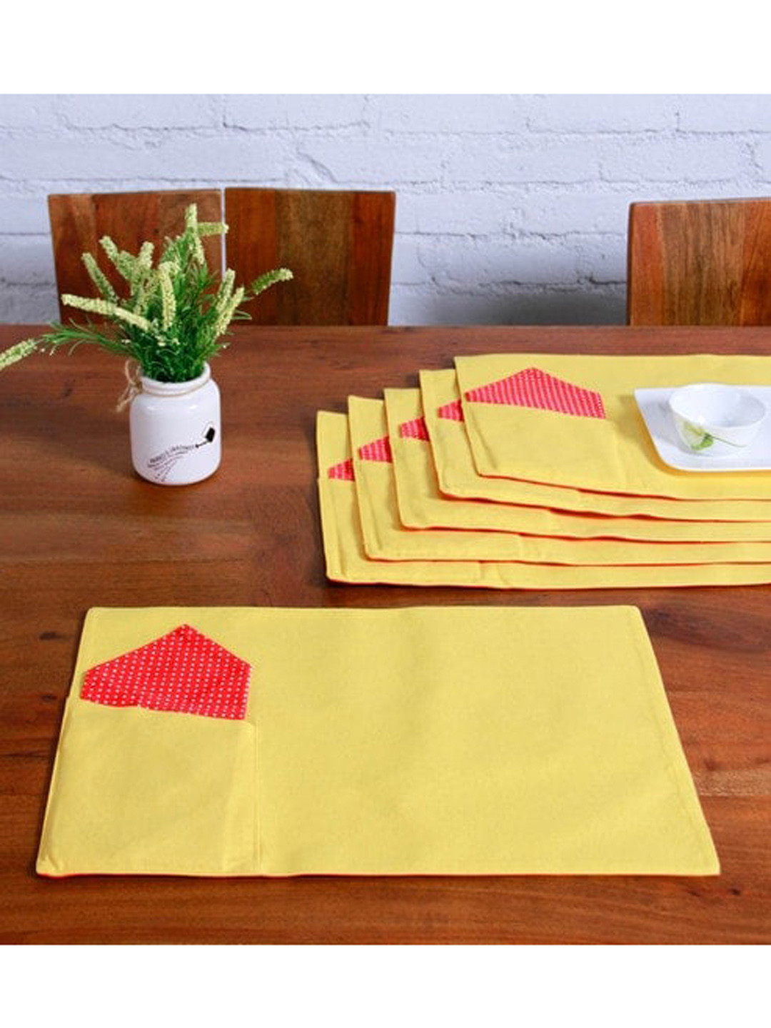 

Lushomes Pack Of 6 Multicoloured Cotton Placemats & Napkins, Multi