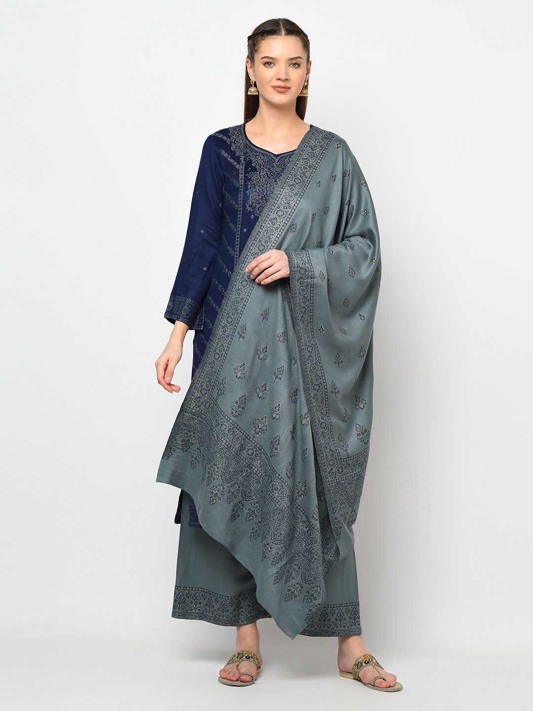 

Safaa Navy Blue Viscose Rayon Unstitched Dress Material