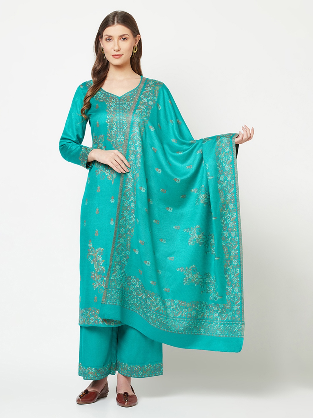 

Safaa Green & Mustard Viscose Rayon Unstitched Dress Material