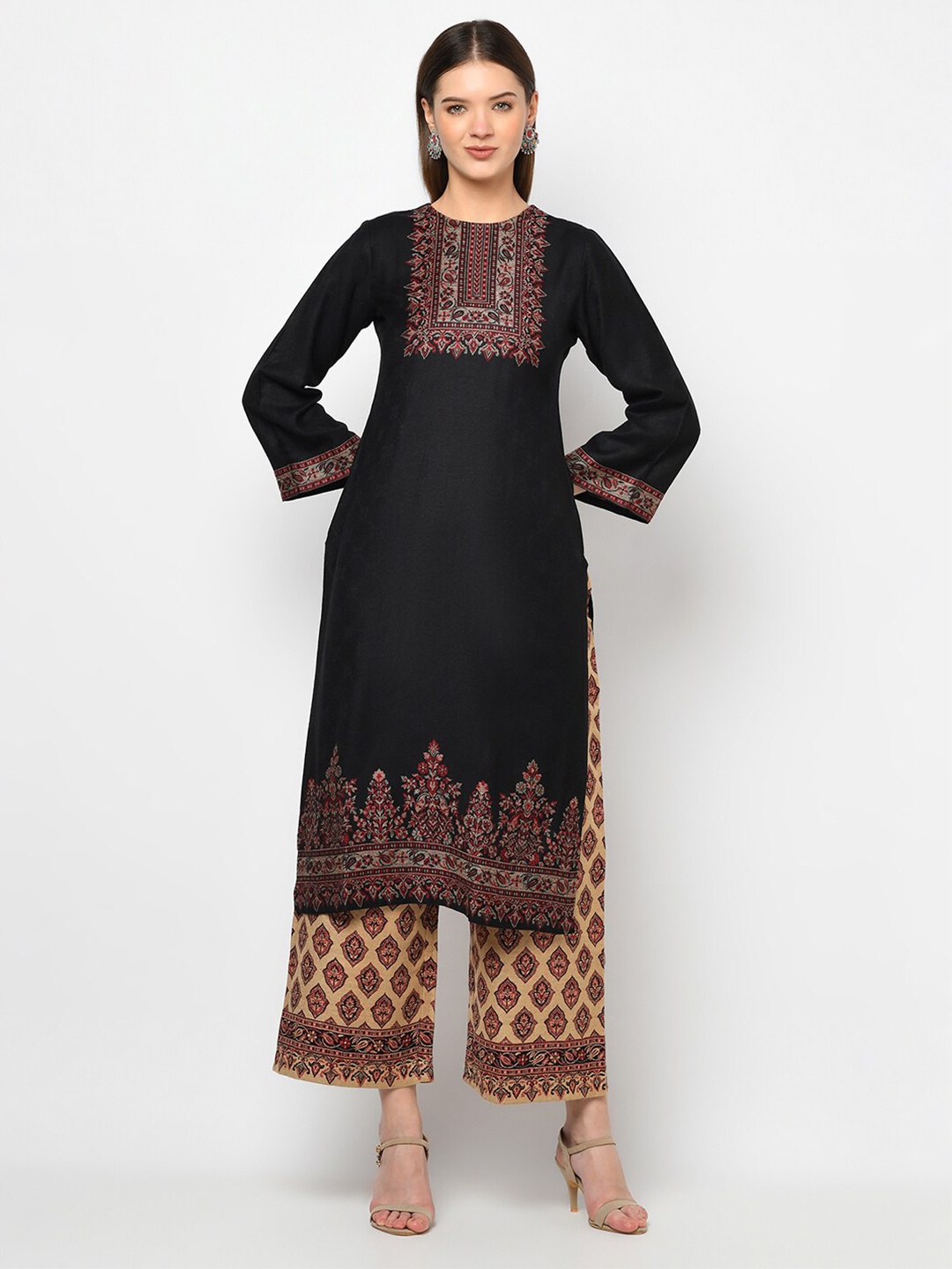 

Safaa Black & Red Woven Design Viscose Rayon Unstitched Dress Material