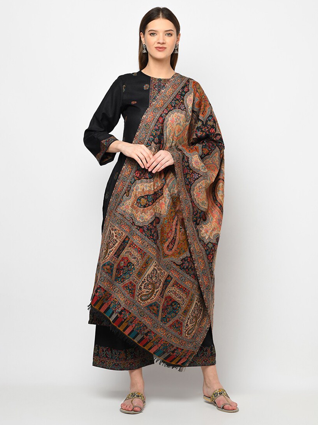 

Safaa Women Black Ethnic Motifs Woven Designed Unstitched Dress Material