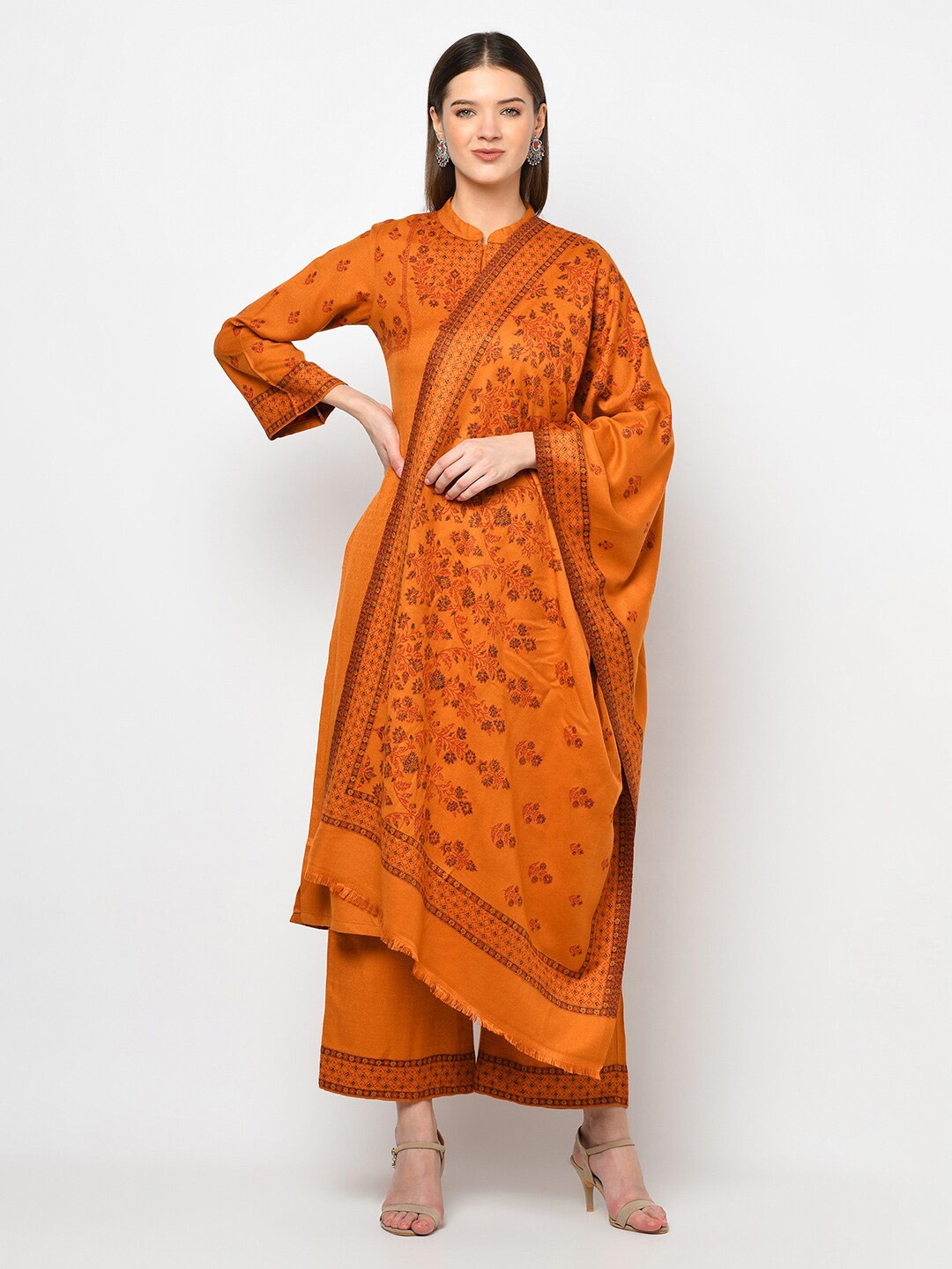 

Safaa Mustard & Black Viscose Rayon Unstitched Dress Material