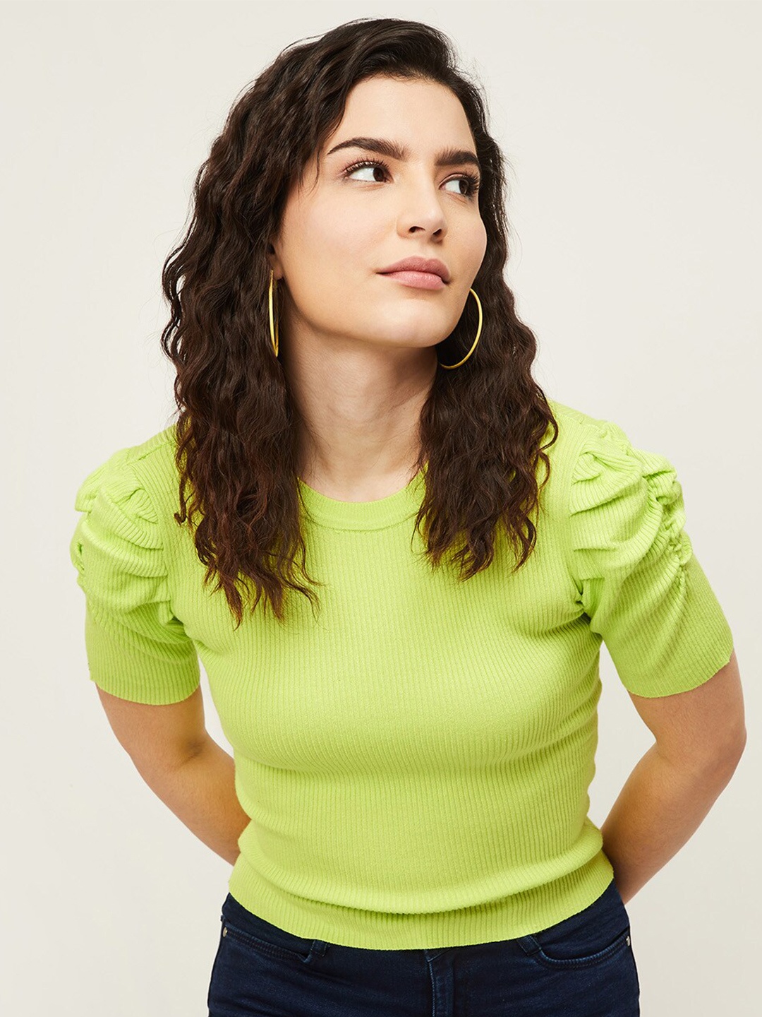 

Ginger by Lifestyle Green Solid Regular Top