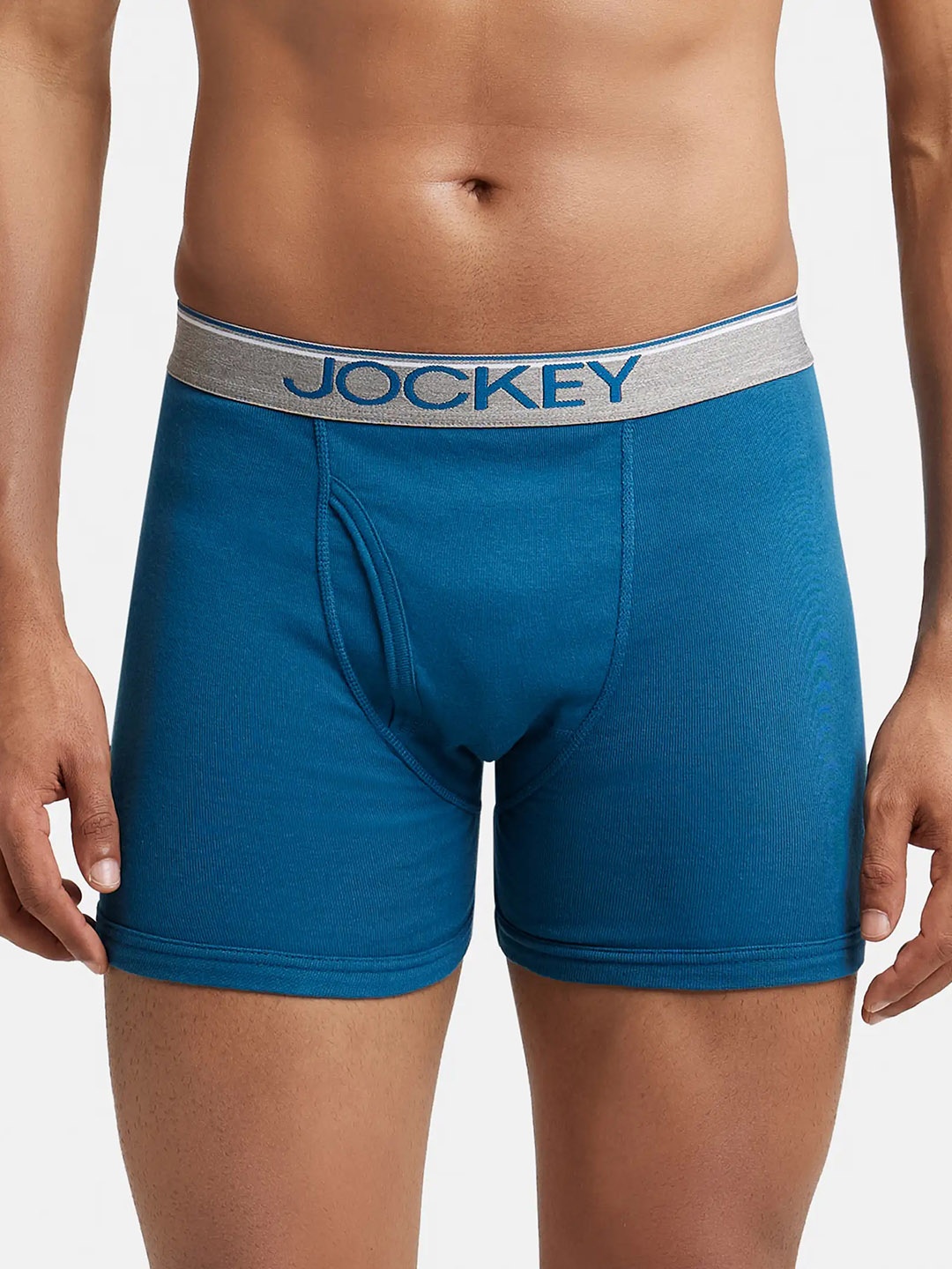 

Jockey Combed Cotton Rib Boxer Brief with Ultrasoft and Durable Waistband-8009, Blue
