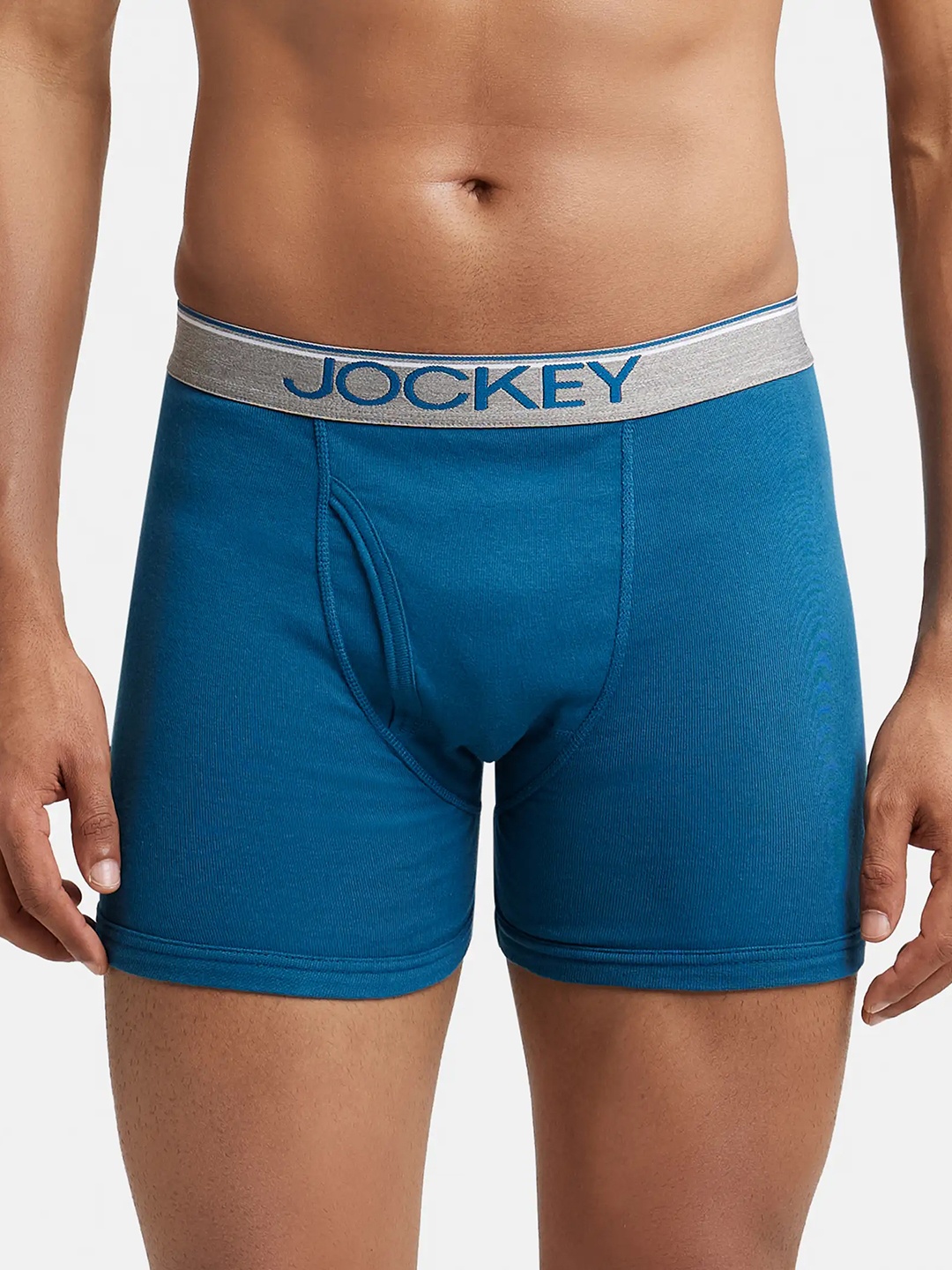 

Jockey Combed Cotton Rib Boxer Brief with Ultrasoft and Durable Waistband-8009, Blue