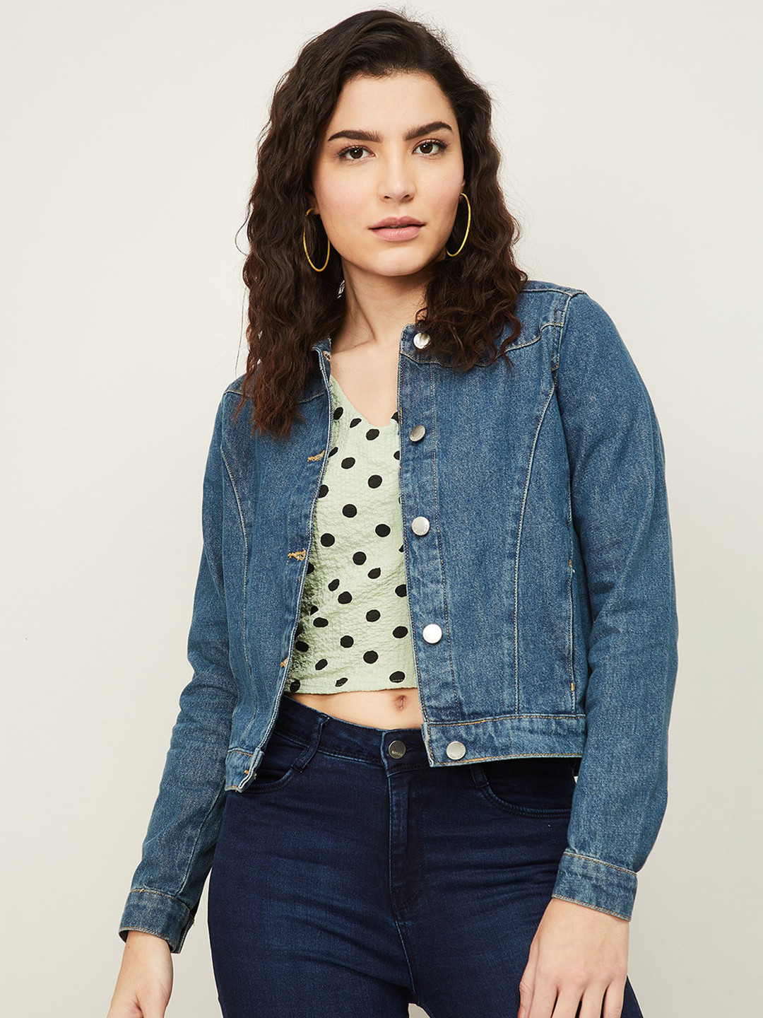 

Fame Forever by Lifestyle Women Blue Lightweight Crop Denim Jacket
