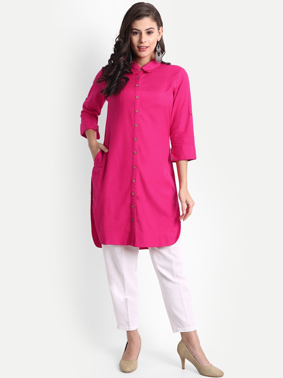 

fabGLOBAL Women Pink Solid Tunic