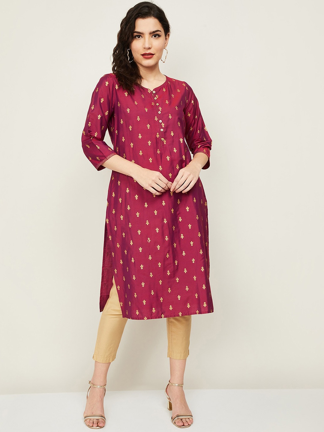 

Melange by Lifestyle Women Maroon Ethnic Motifs Printed Kurta