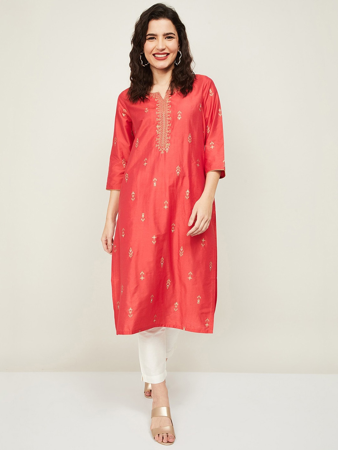 

Melange by Lifestyle Women Pink Ethnic Motifs Printed Kurta