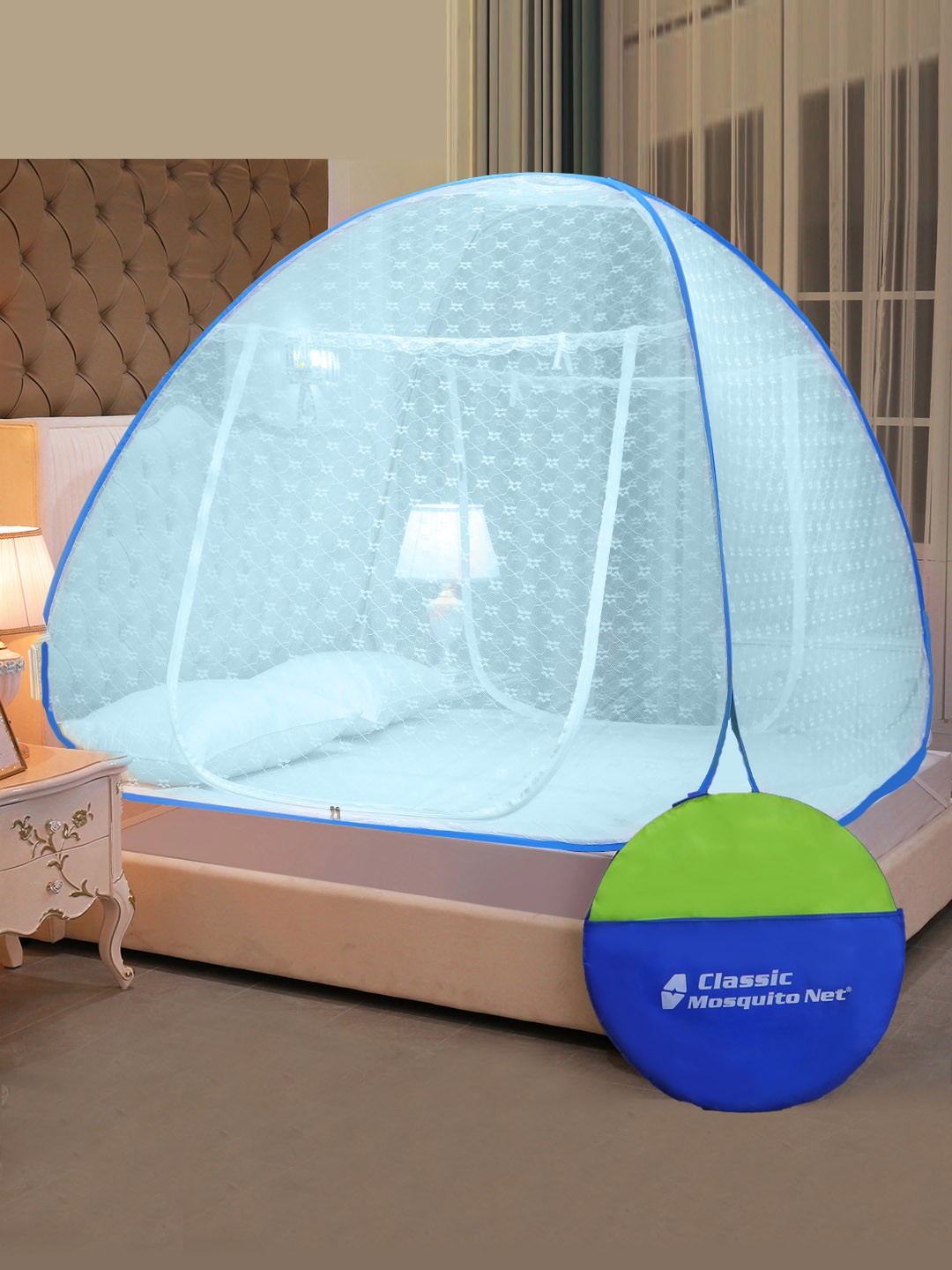

Classic Mosquito Net Blue Solid Super King Size Double Bed Mosquito Net
