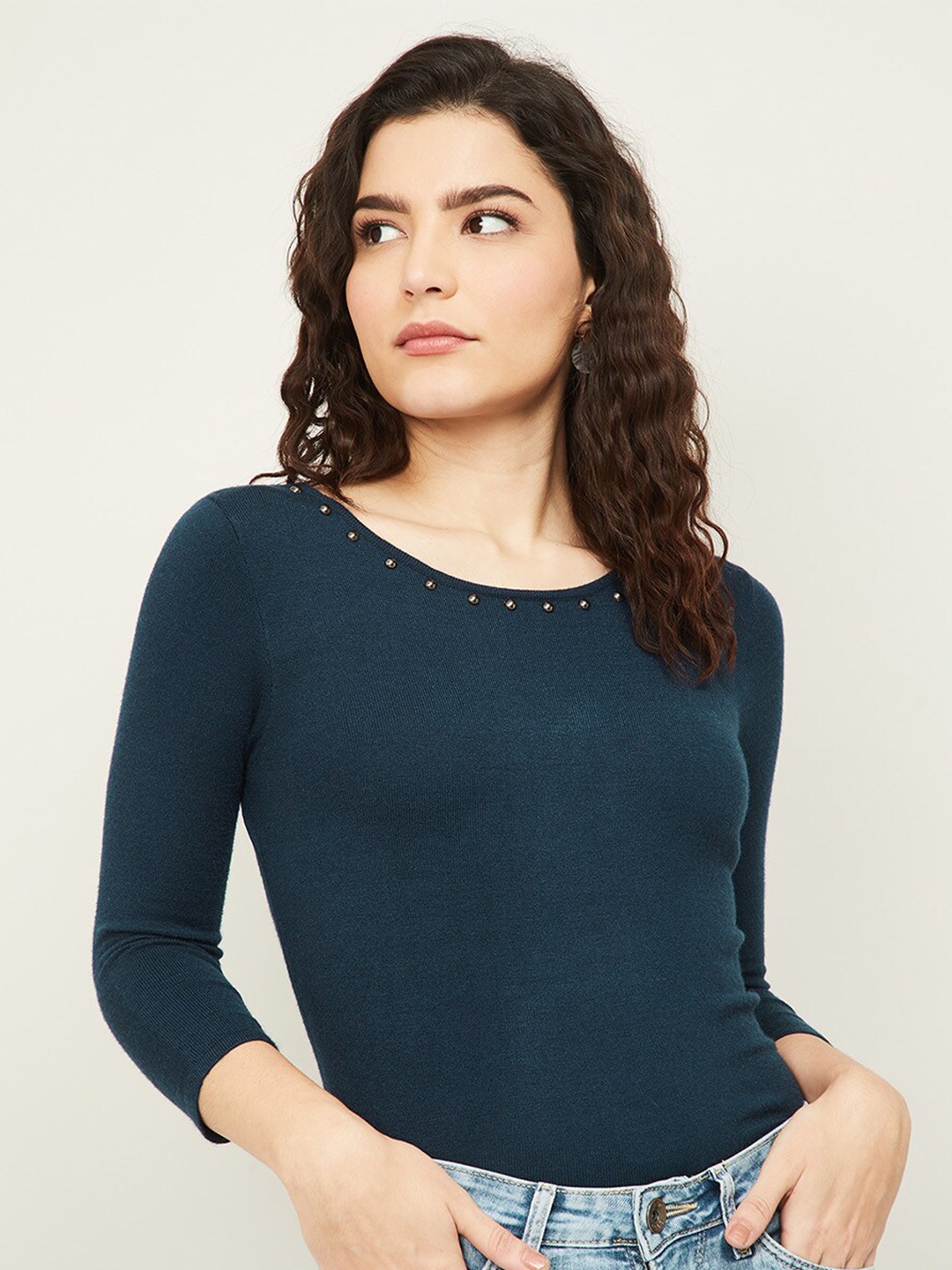 

CODE by Lifestyle Teal Blue Fitted Top