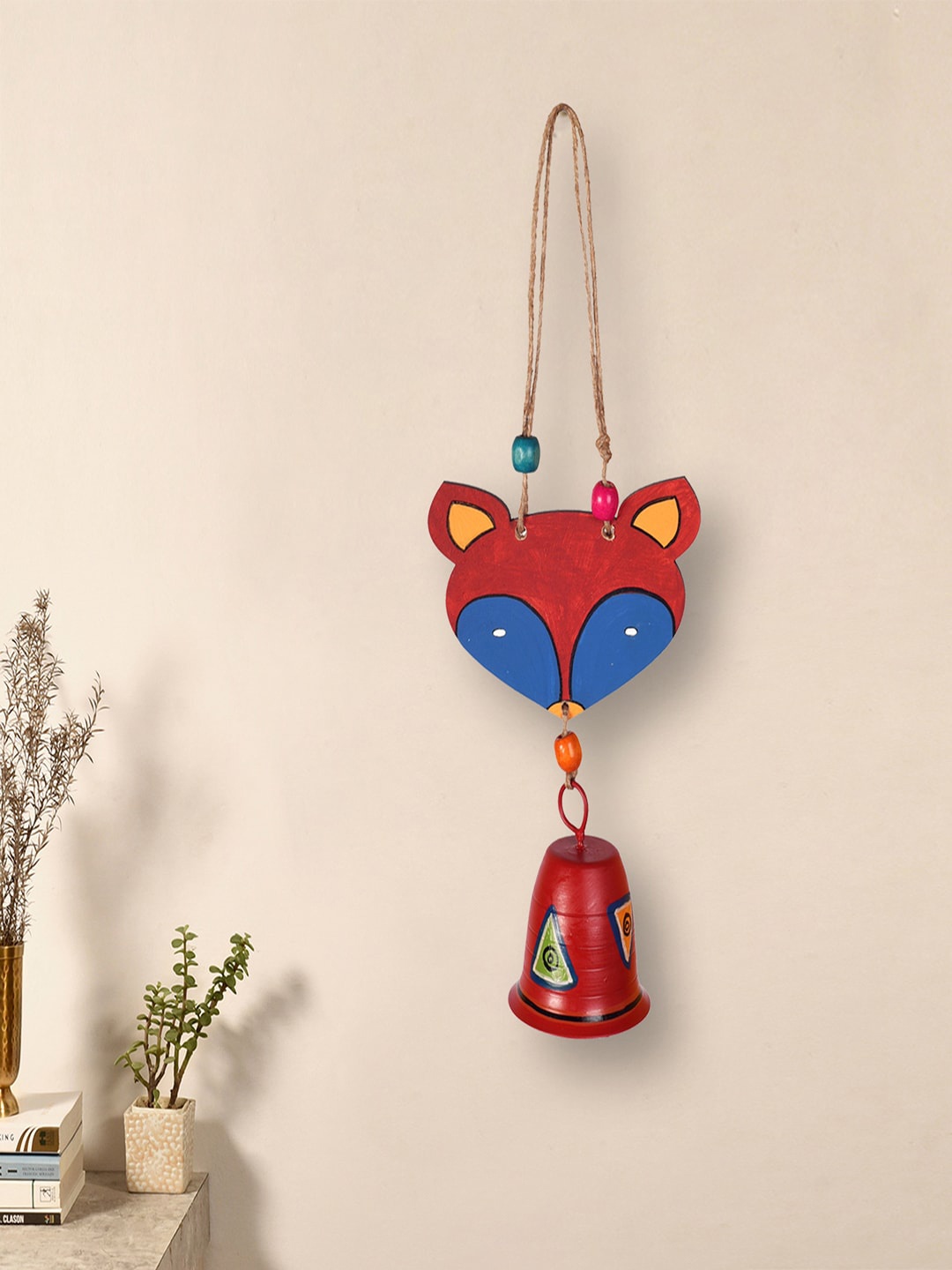 

AAKRITI ART CREATIONS Red & Blue Foxy Red Wind Chime
