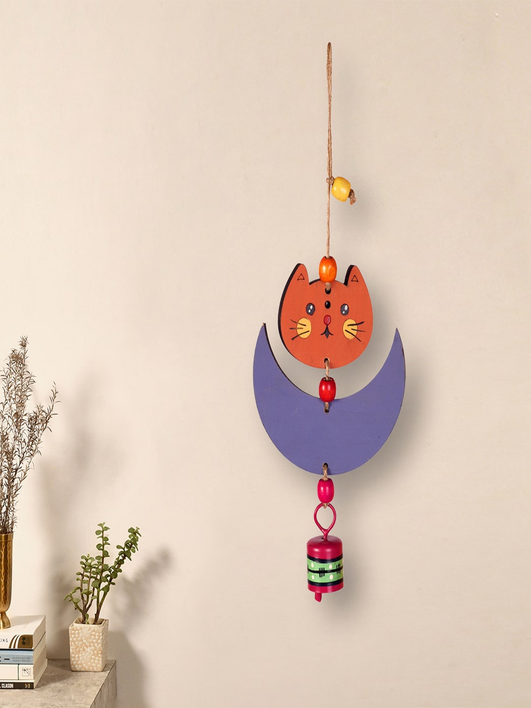 

AAKRITI ART CREATIONS Orange & Lavender Kitty Wind Chime