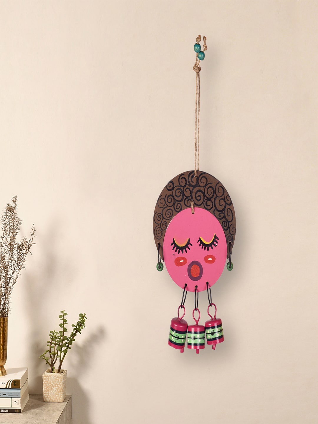 

AAKRITI ART CREATIONS Pink & Brown Peaceful Polly Windchime