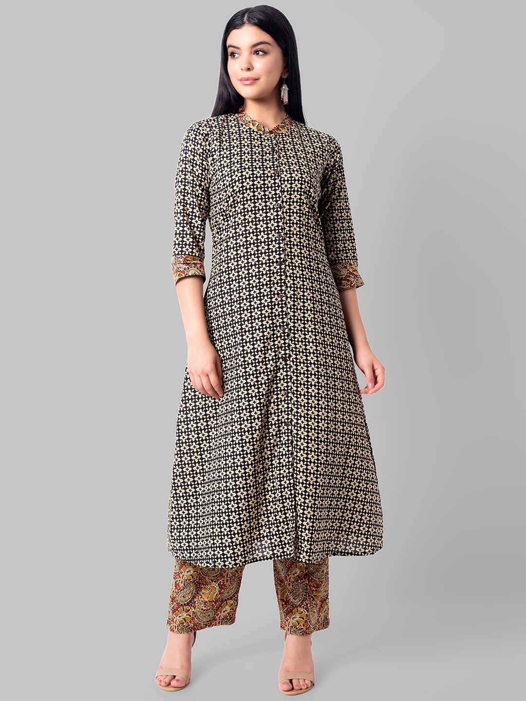 

Wodreams Women Black Printed Regular Pure Cotton Kurta with Palazzos