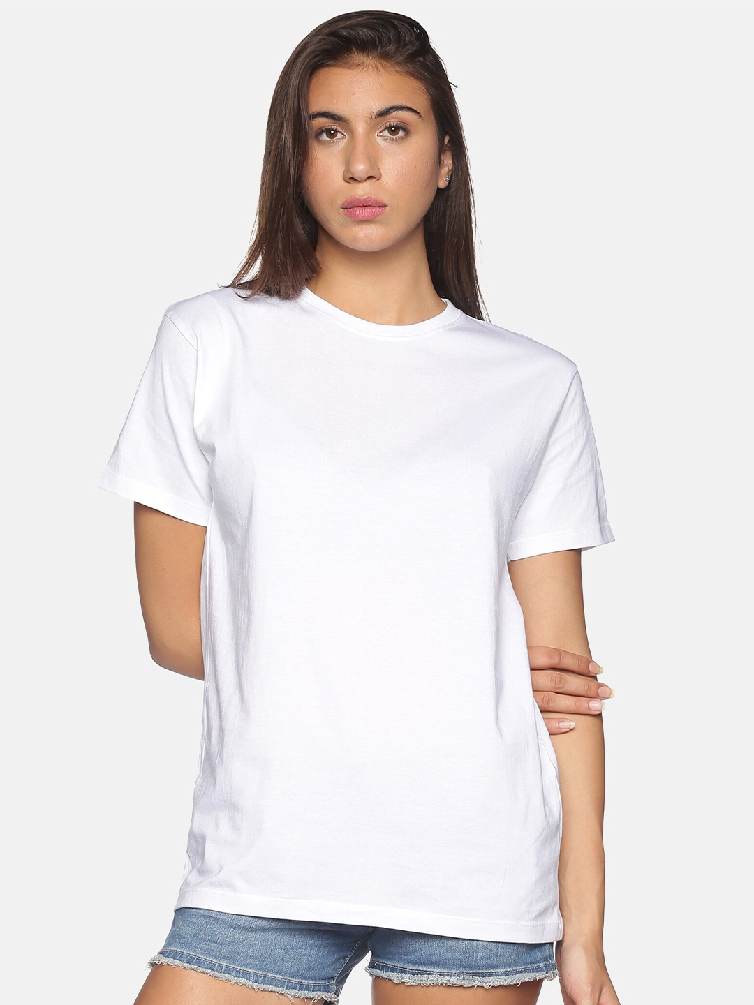 

BEVERLY BLUES Women White Slim Fit T-shirt