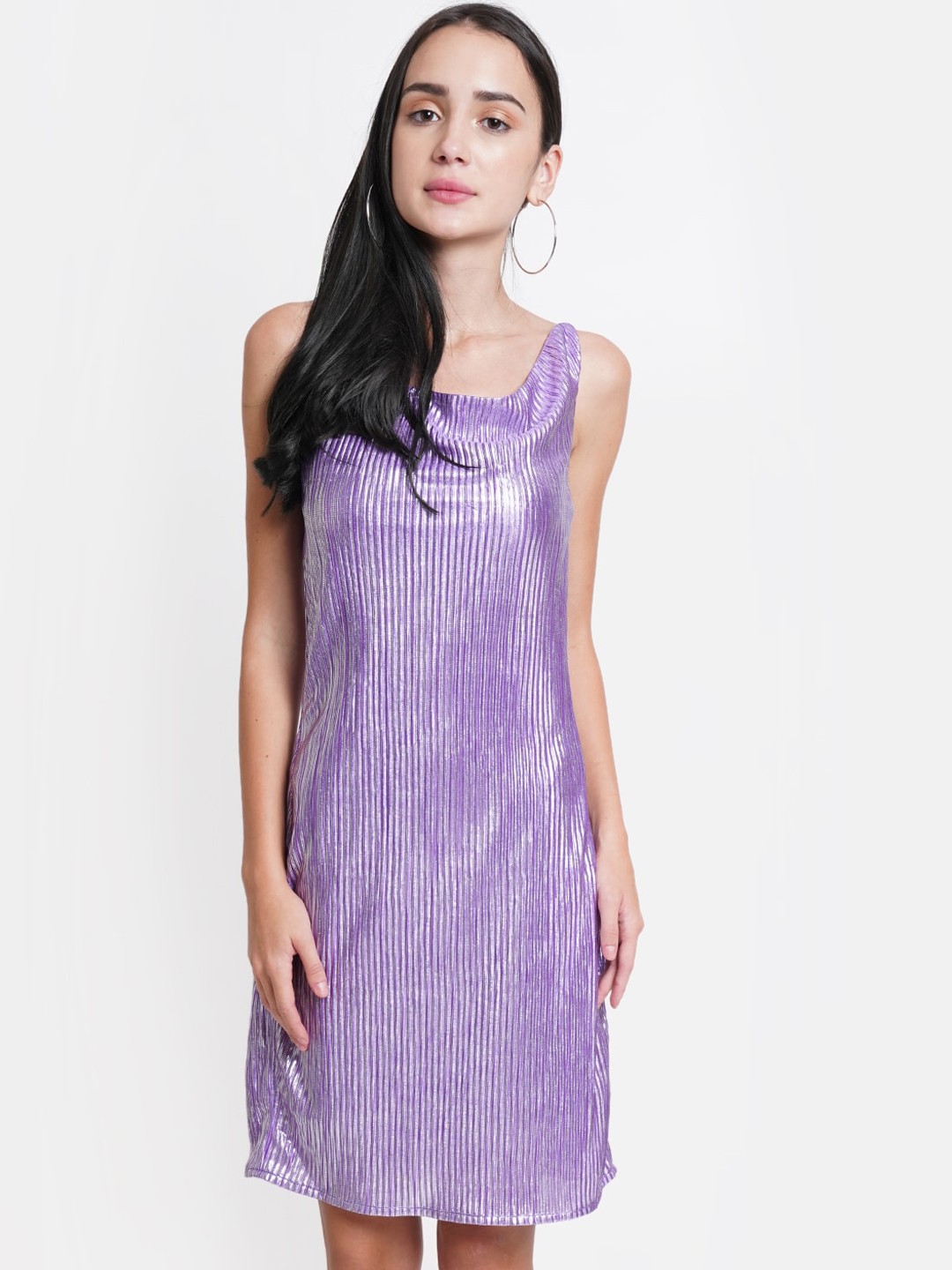

DODO & MOA Purple Pleated Sheath Dress