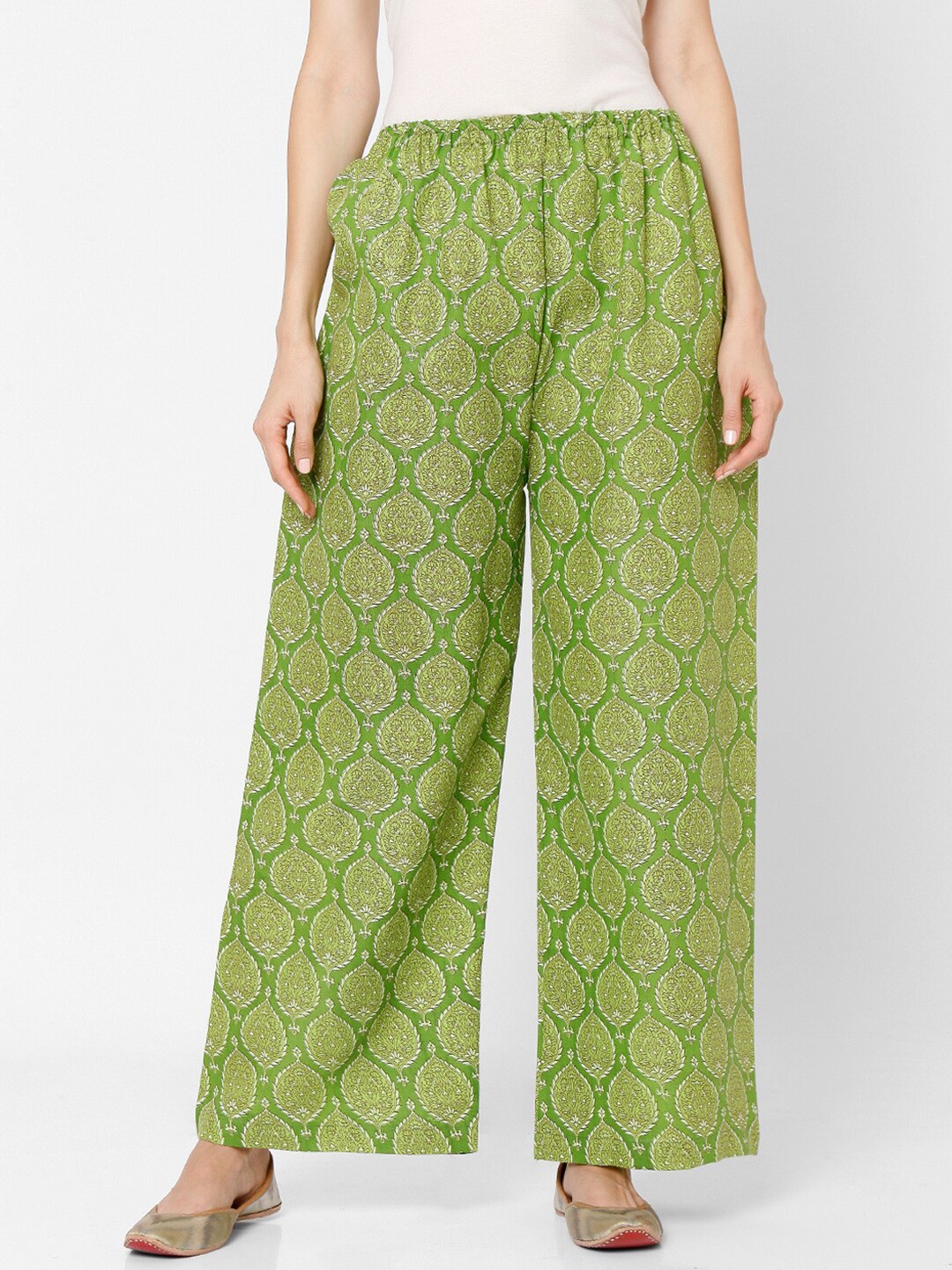 

SALWAR STUDIO Women Green Pure Cotton Printed Palazzo
