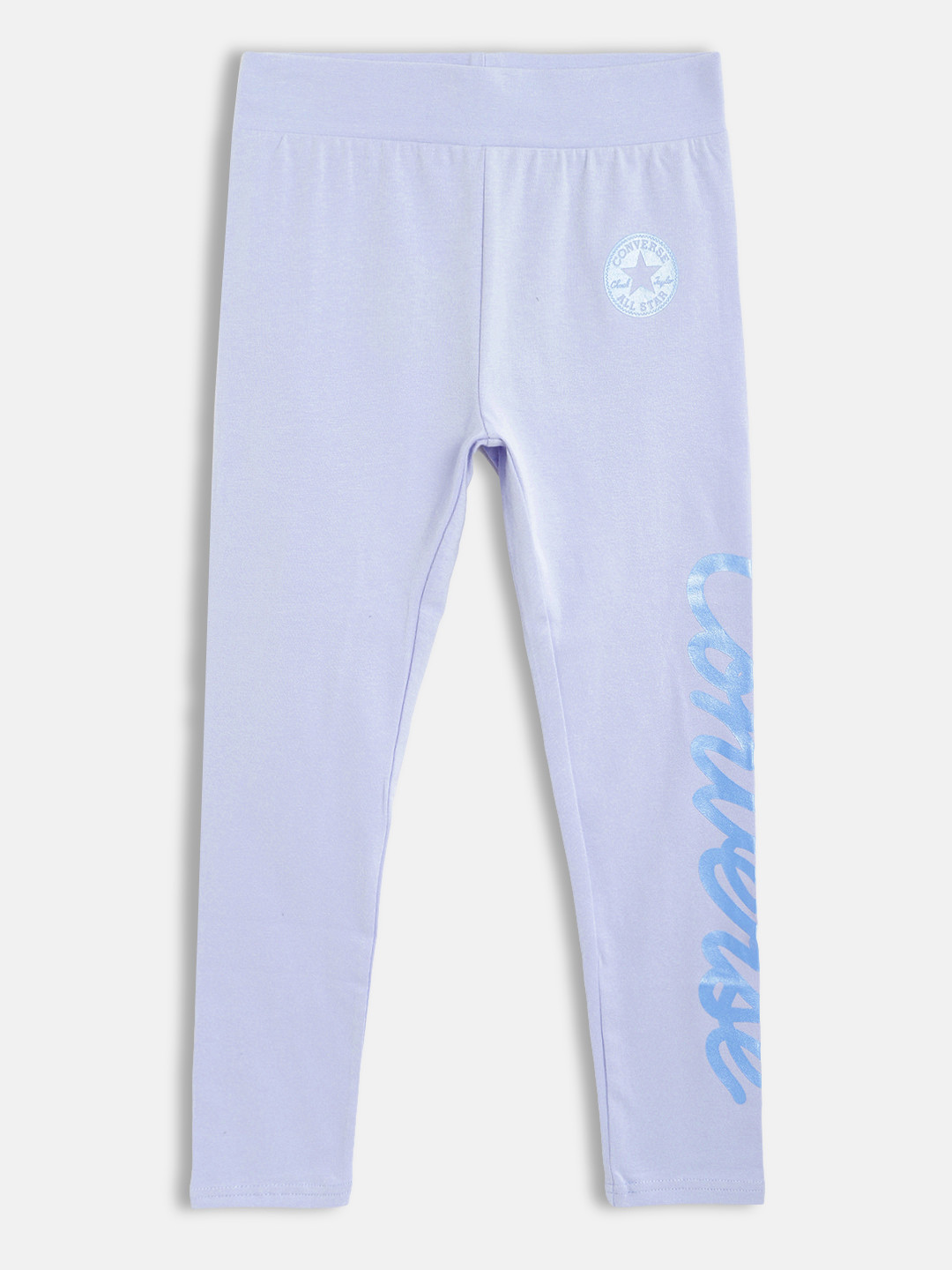 

Converse Girls Blue Brand Logo Metallic Ink Print Ankle-Length Leggings