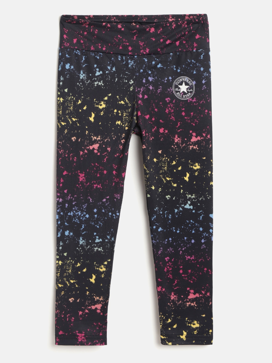 

Converse Girls Black & Pink High-Rise Splatter Print Tights
