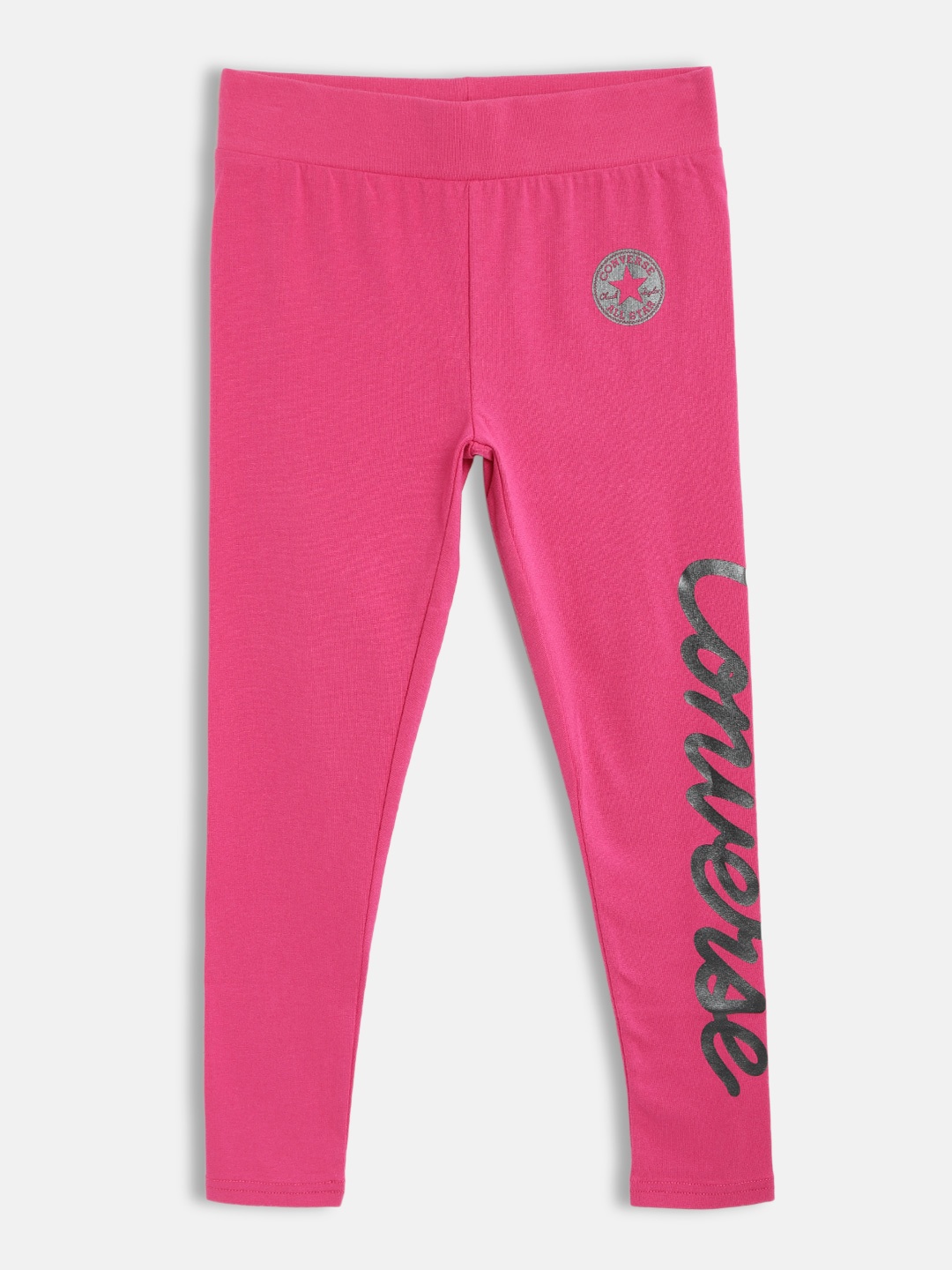 

Converse Girls Pink Brand Logo Printed Leggings with Metallic Ink