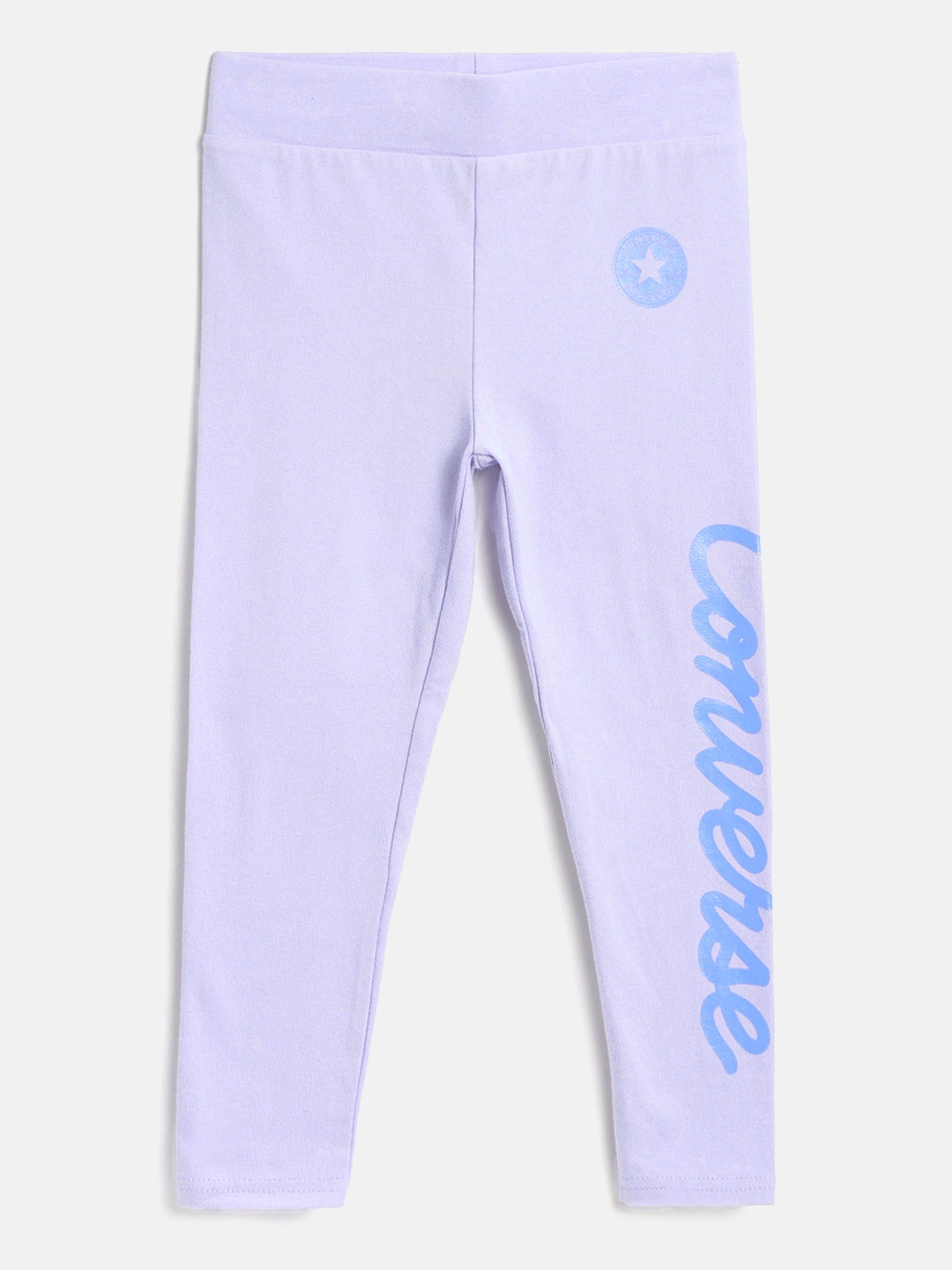 

Converse Girls Lavender & Blue Brand Logo Metallic Ink Print Ankle-Length Leggings