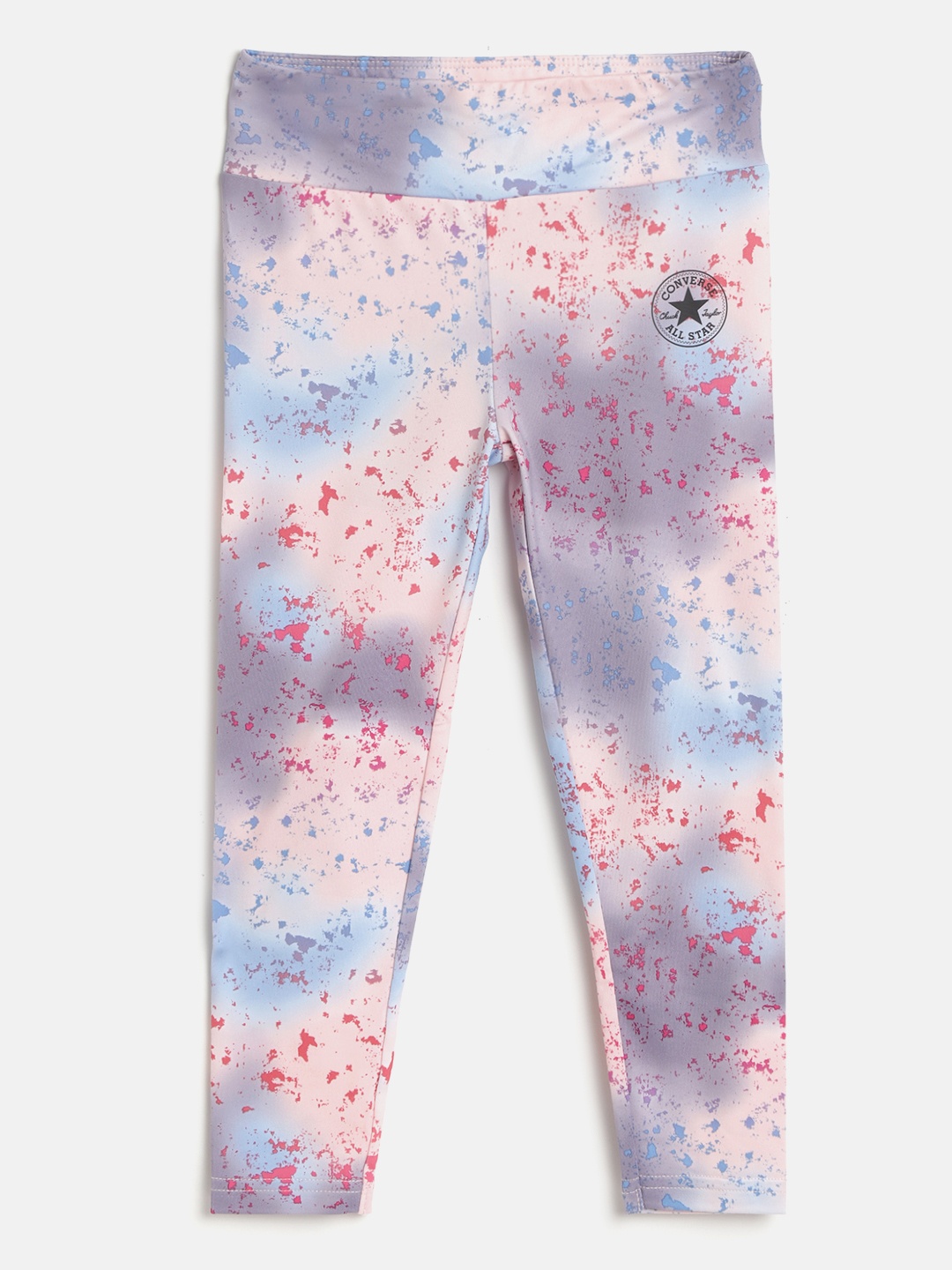 

Converse Girls Peach-Coloured & Blue High-Rise Splatter Print & Dyed Tights