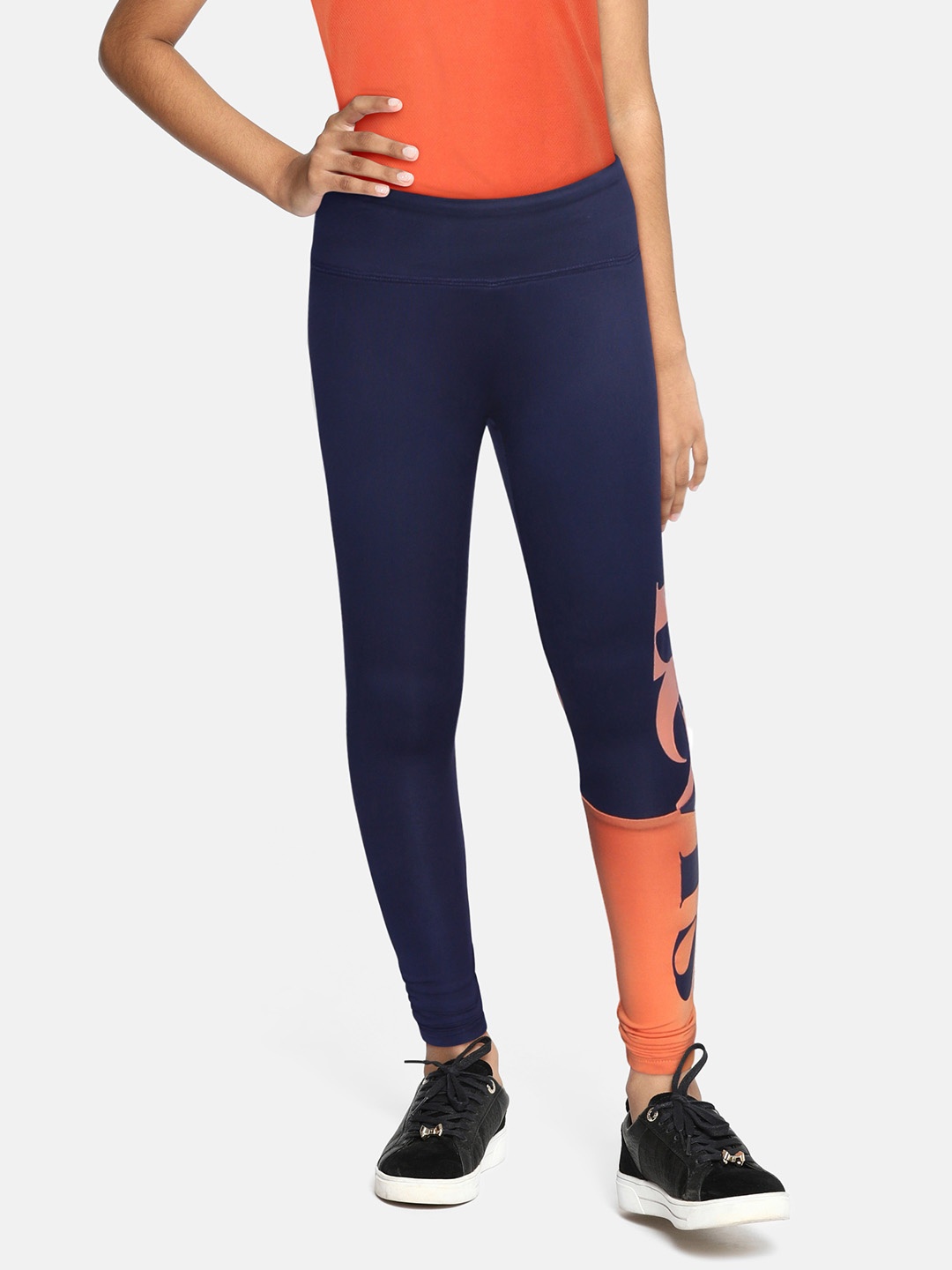 

Levis Girls Navy Blue & Orange Colorblocked High Rise Leggings