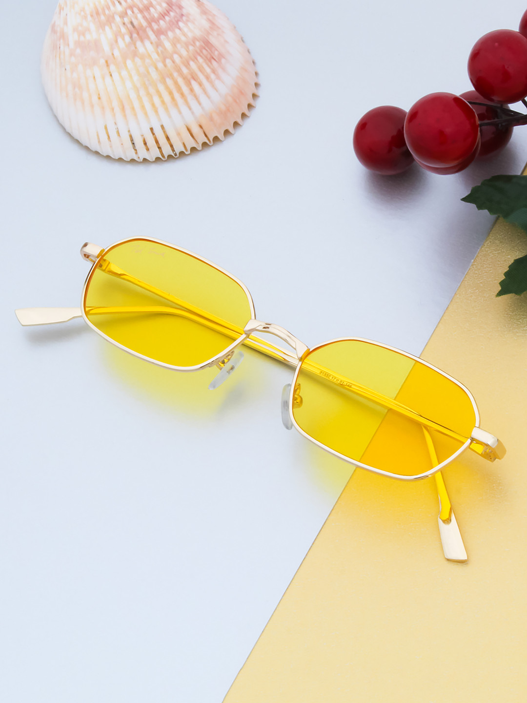 

Ted Smith Unisex Yellow Lens Rectangle Sunglasses with UV Protected Lens EYEZ_C2