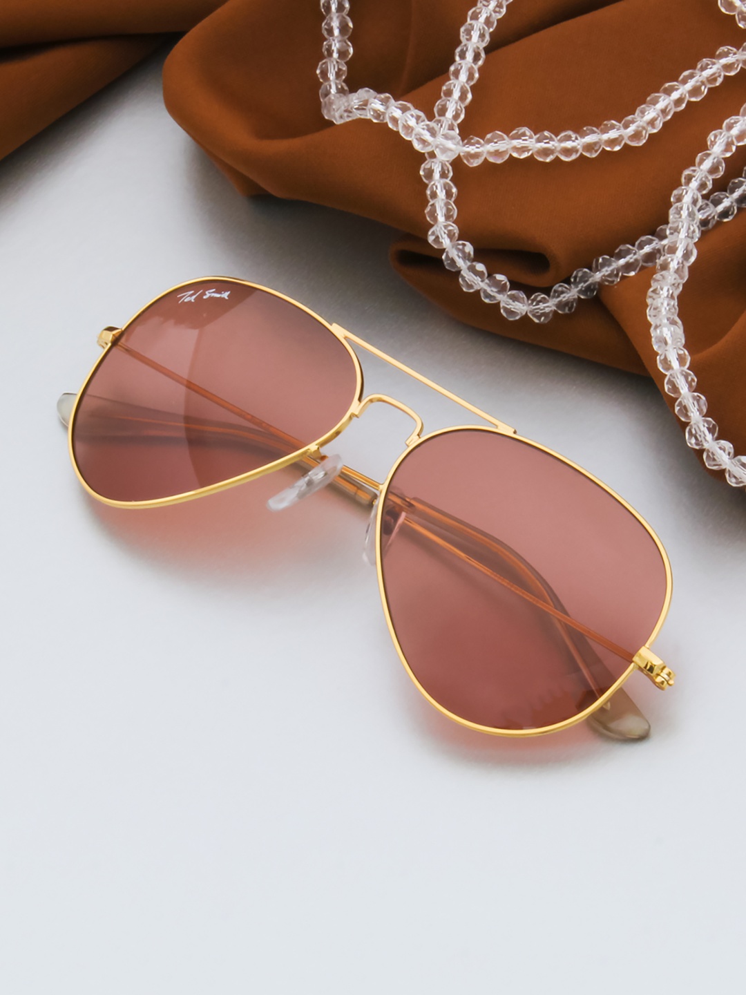 

Ted Smith Unisex Pink Lens Aviator Sunglasses with UV Protected Lens AVIMAST_C31