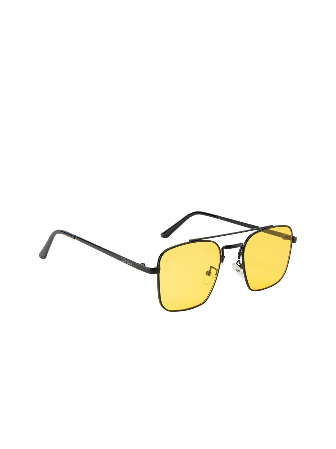 

Ted Smith Unisex Yellow Lens & Black Aviator Sunglasses with UV Protected Lens CARAVAN_C1