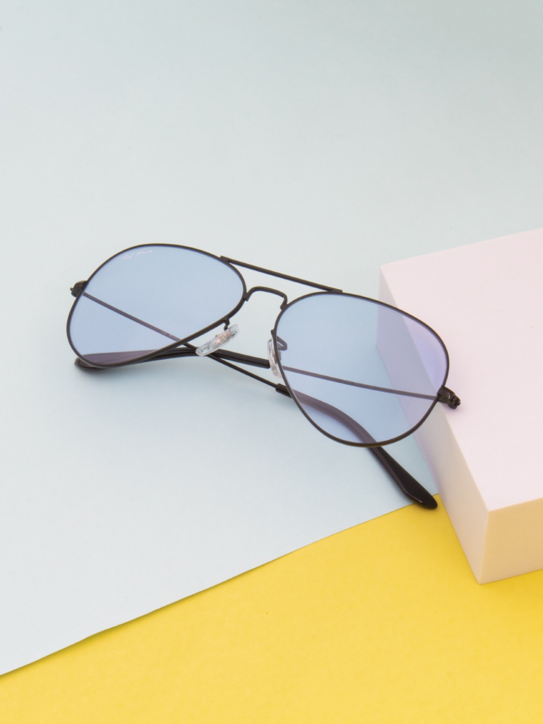 

Ted Smith Unisex Blue Lens & Black Aviator Sunglasses with UV Protected Lens AVIMAST_C30