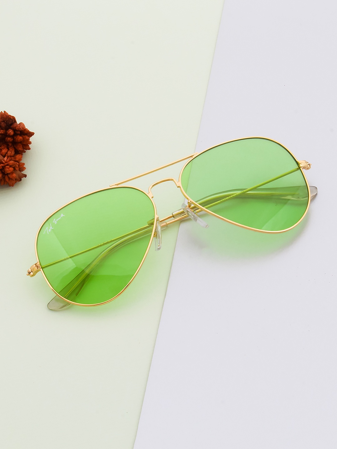 

Ted Smith Unisex Green Lens Aviator Sunglasses with UV Protected Lens AVIMAST_C26