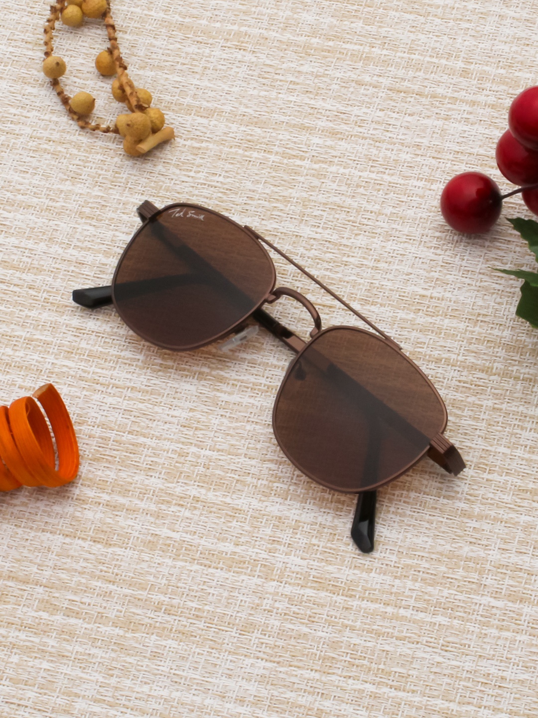 

Ted Smith Unisex Brown Lens & Brown Aviator Sunglasses with UV Protected Lens JOHNY_C4