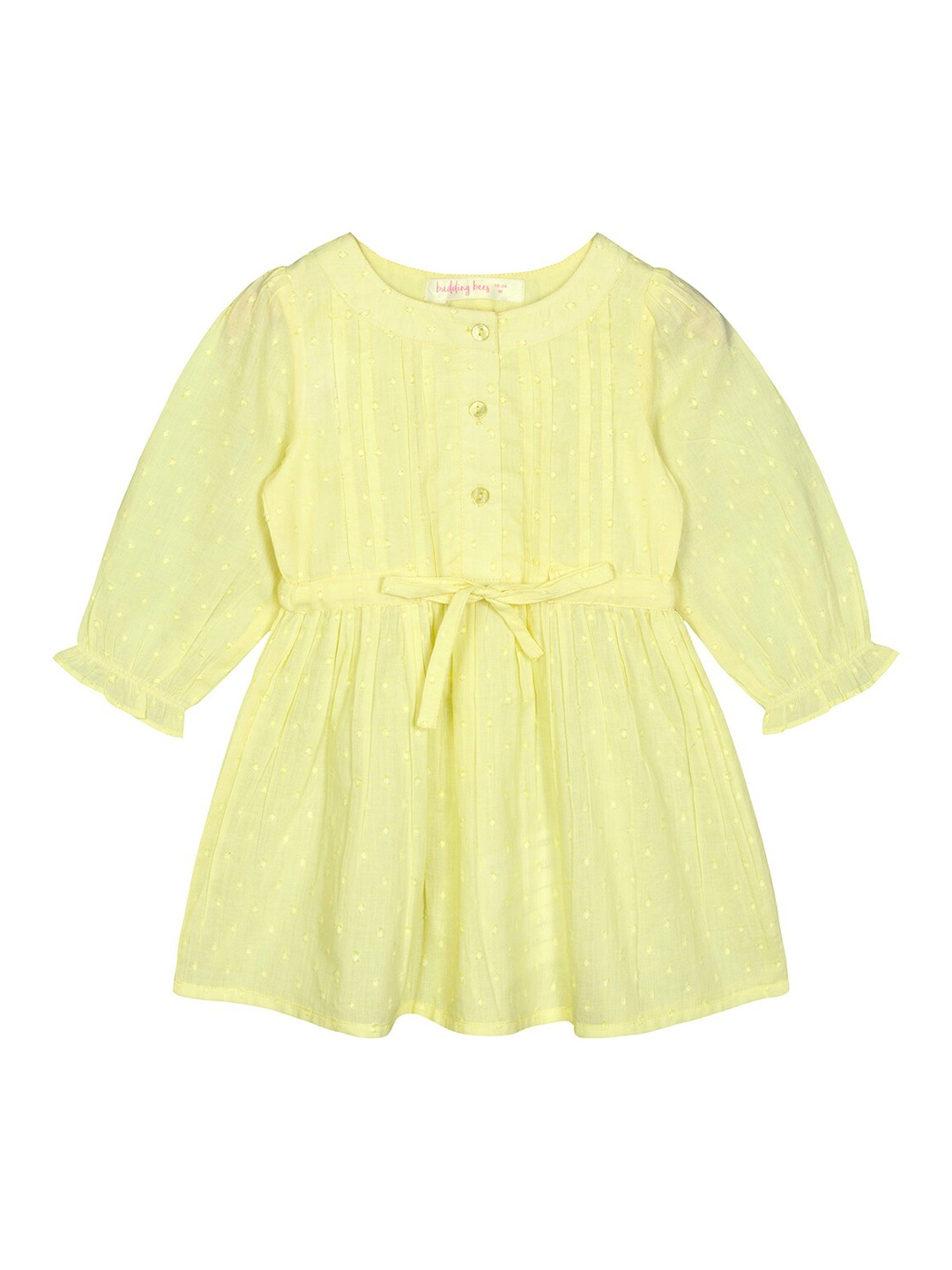

Budding Bees Girls Yellow Shirt Pleated Dress