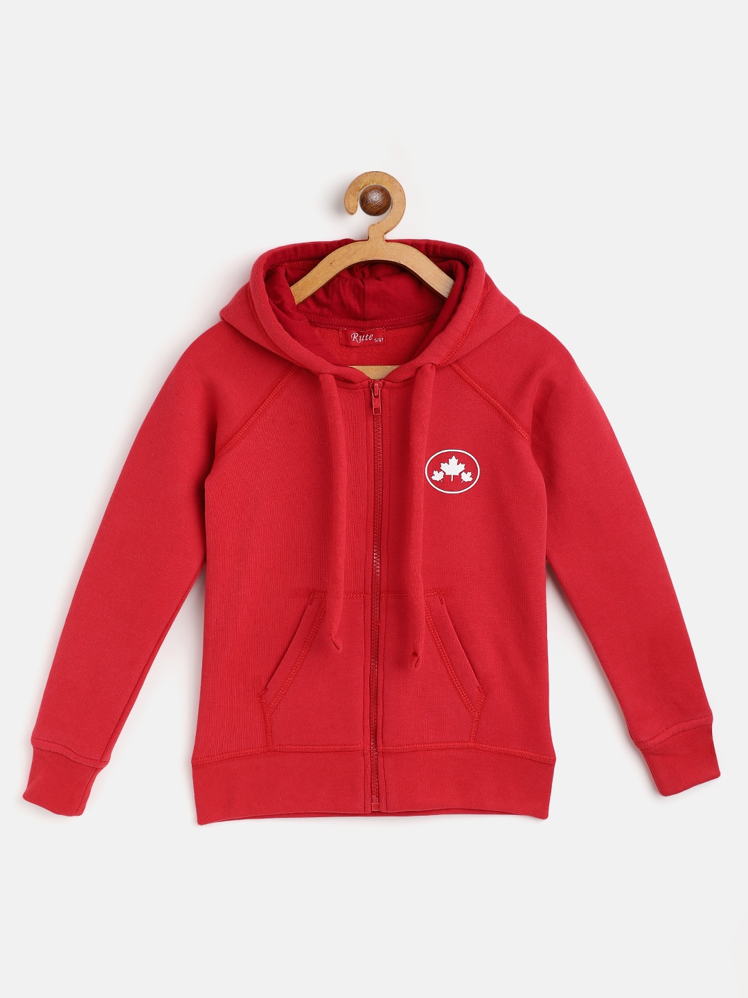 

Rute Girls Red Cotton Fleece Hooded Sweatshirt