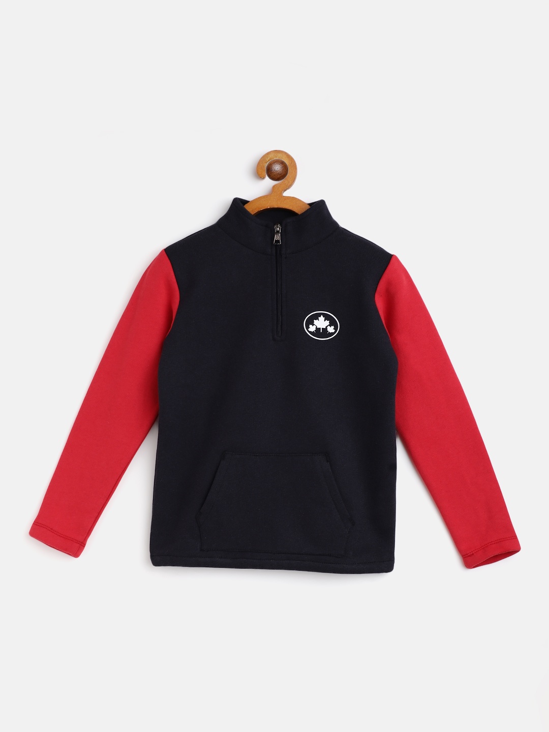 

Rute Girls Navy Blue Colourblocked Cotton Fleece Hooded Sweatshirt