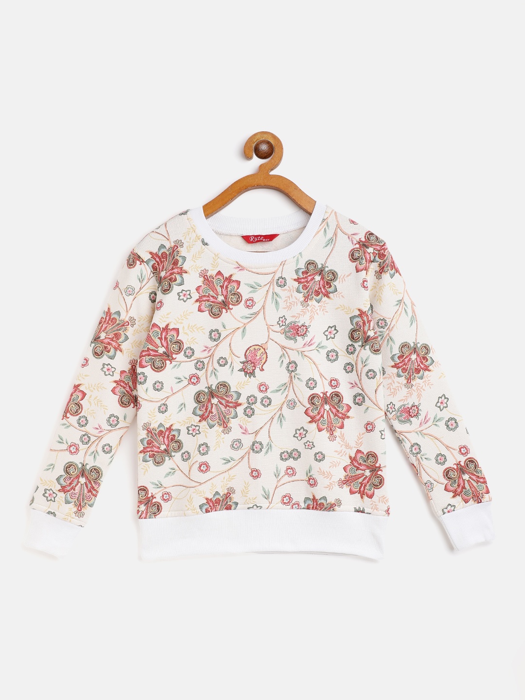 

Rute Girls Multicoloured Floral Printed Cotton Fleece Pullover, Multi