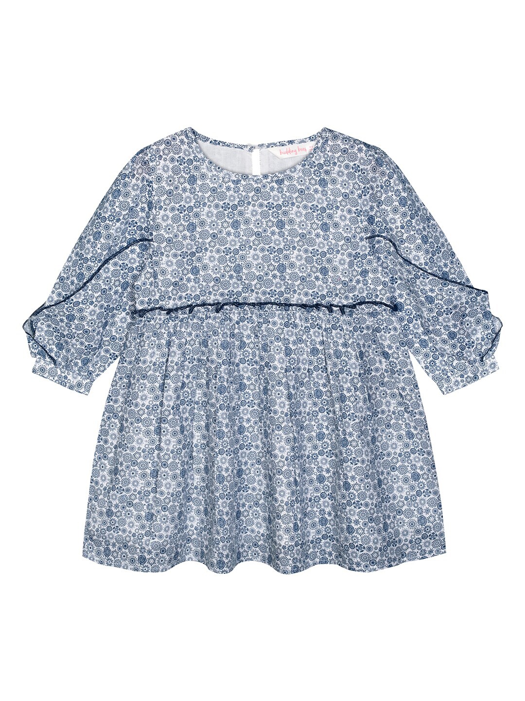 

Budding Bees Blue & White Floral Crepe Regular Top