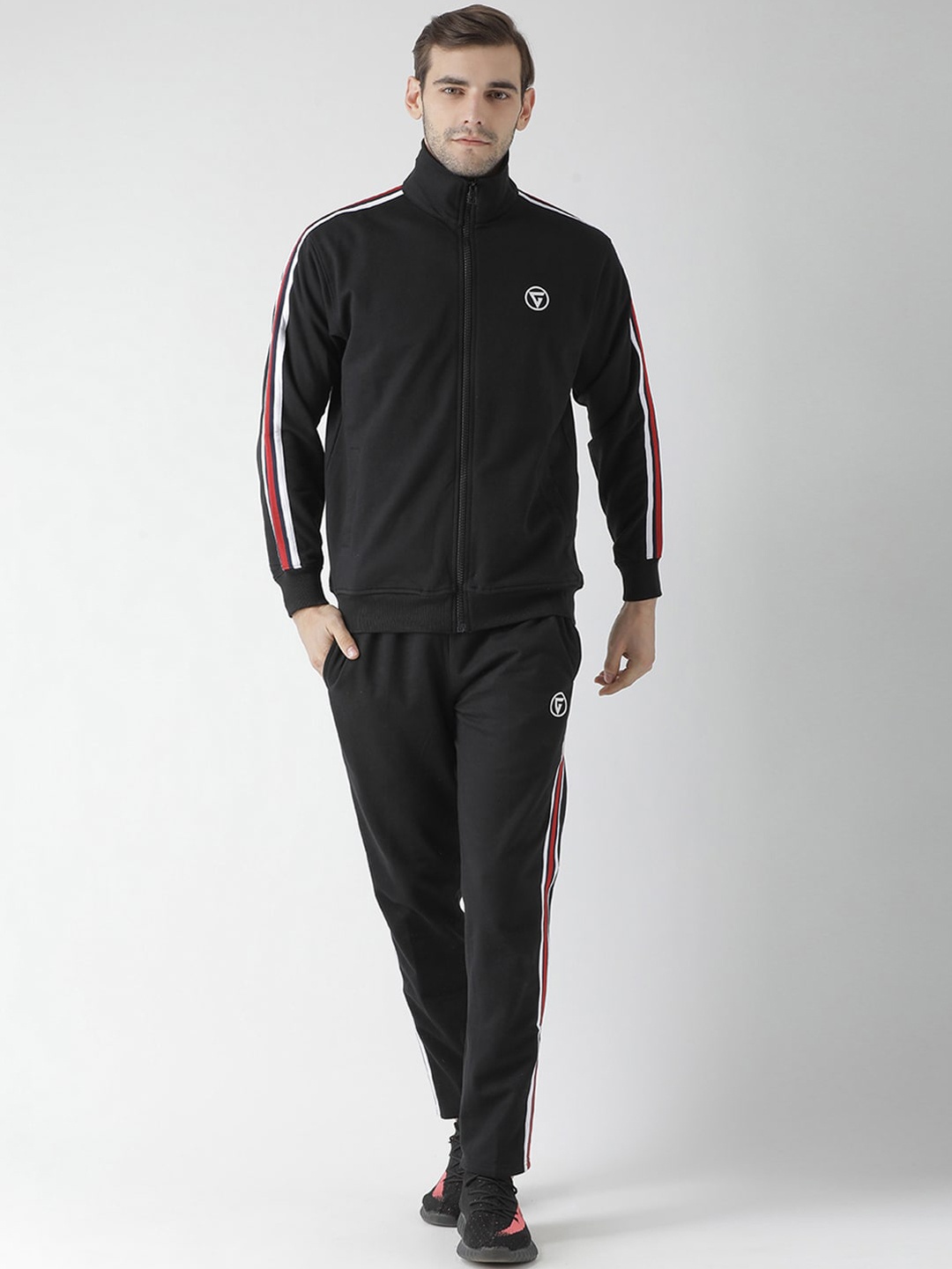 

GRIFFEL Men Black Solid Cotton Tracksuit