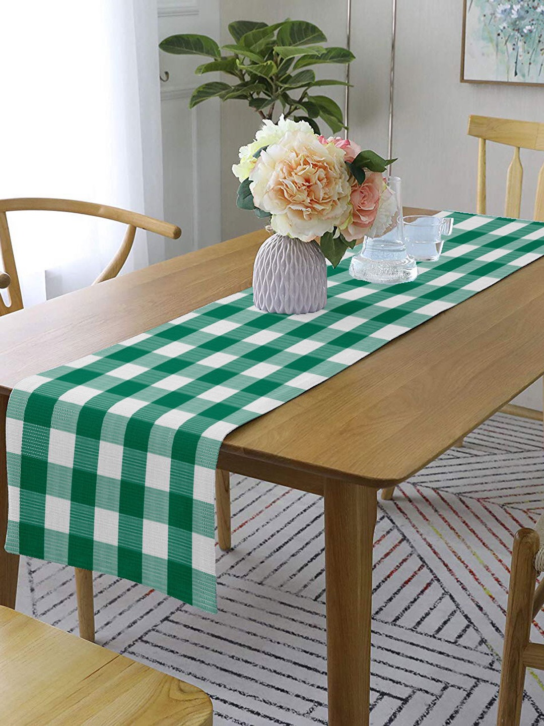 

Lushomes Green & White Checked Table Runner