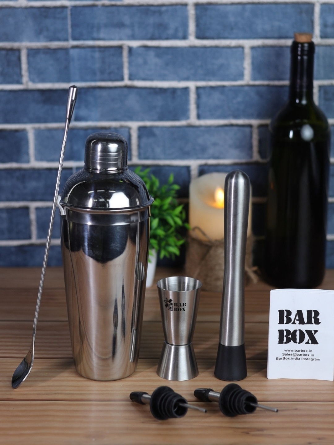 

BAR BOX Silver-Toned Solid Set of 5 Cocktail Shaker