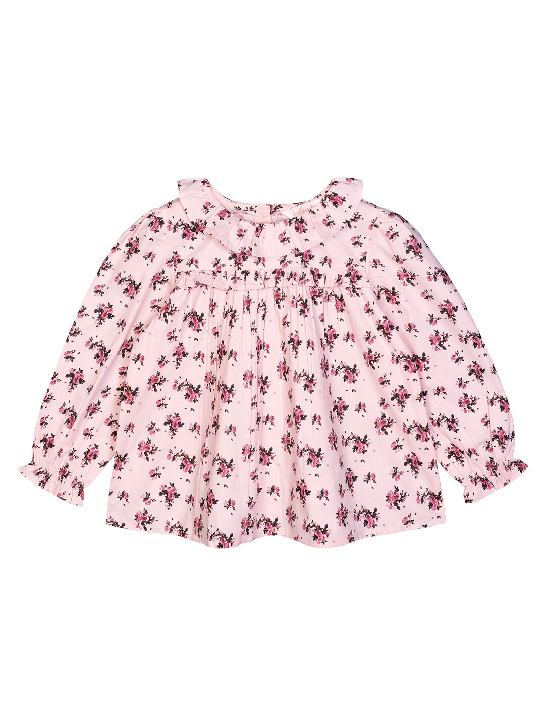 

Budding Bees Pink Floral Tie-Up Neck A-Line Top