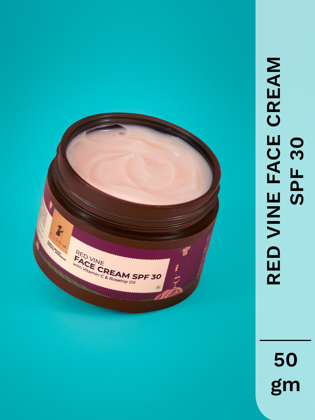 

Pilgrim Red Vine Face Cream SPF 30 With Vitamin C & Rosehip Oil For Dark Spots & Ageing, Burgundy