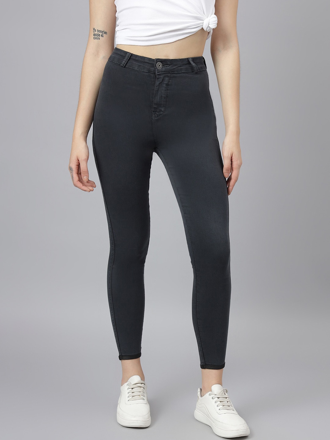 

Code 61 Women Charcoal Skinny Fit High-Rise Stretchable Jeans