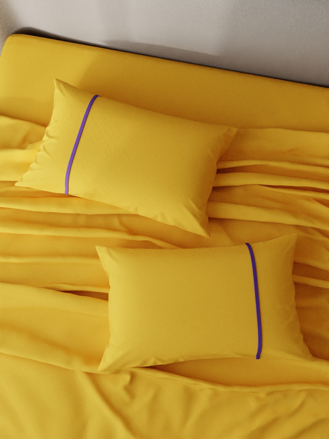 

Stoa Paris Pack of 2 Yellow Solid 144 TC Pure Cotton Pillow Covers