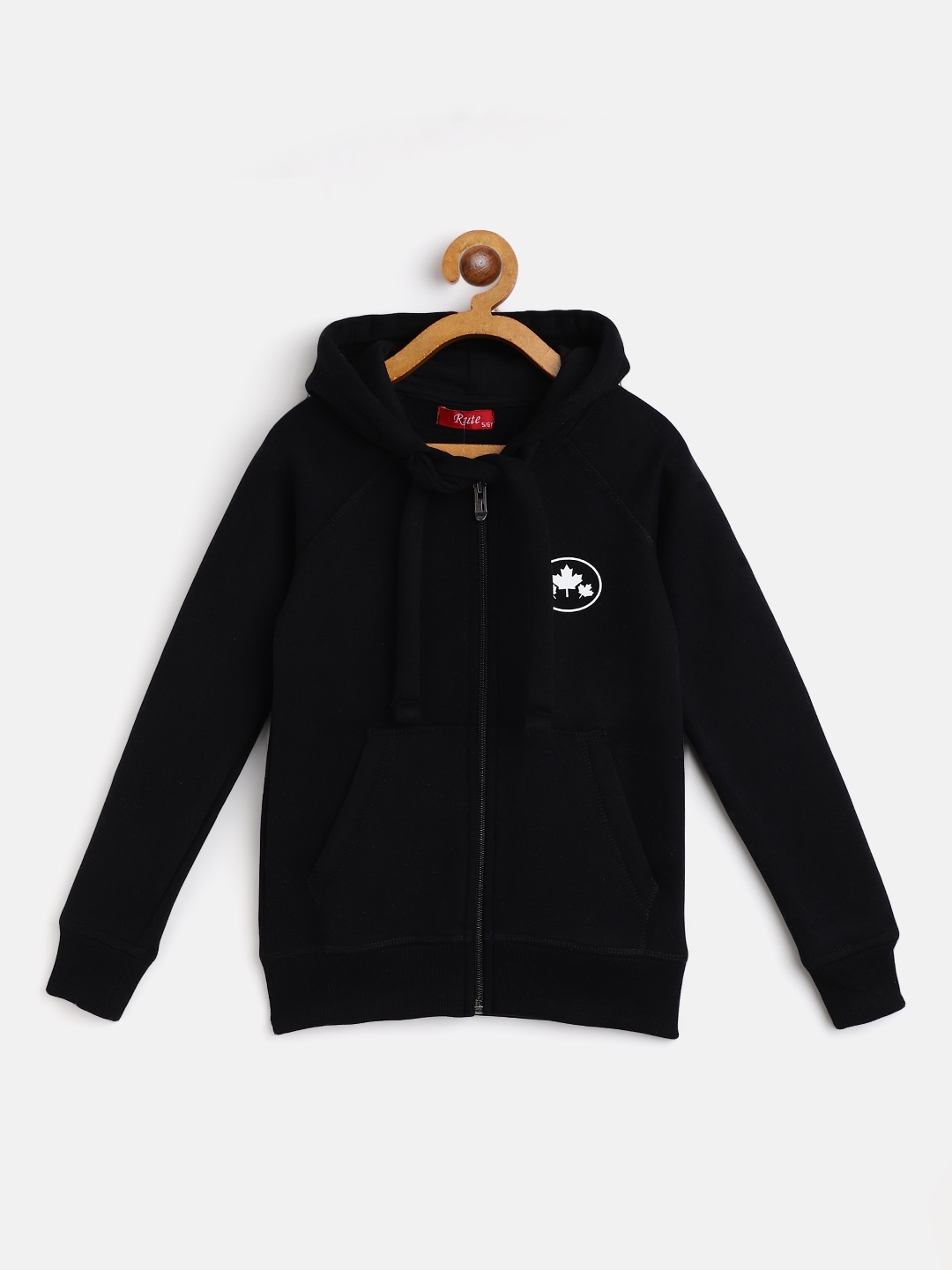 

Rute Boys Black Cotton Fleece Hooded Sweatshirt